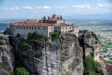 Fototapeta premium ancient churches in the remote mountains of the Meteora Valley in Greece on a May day