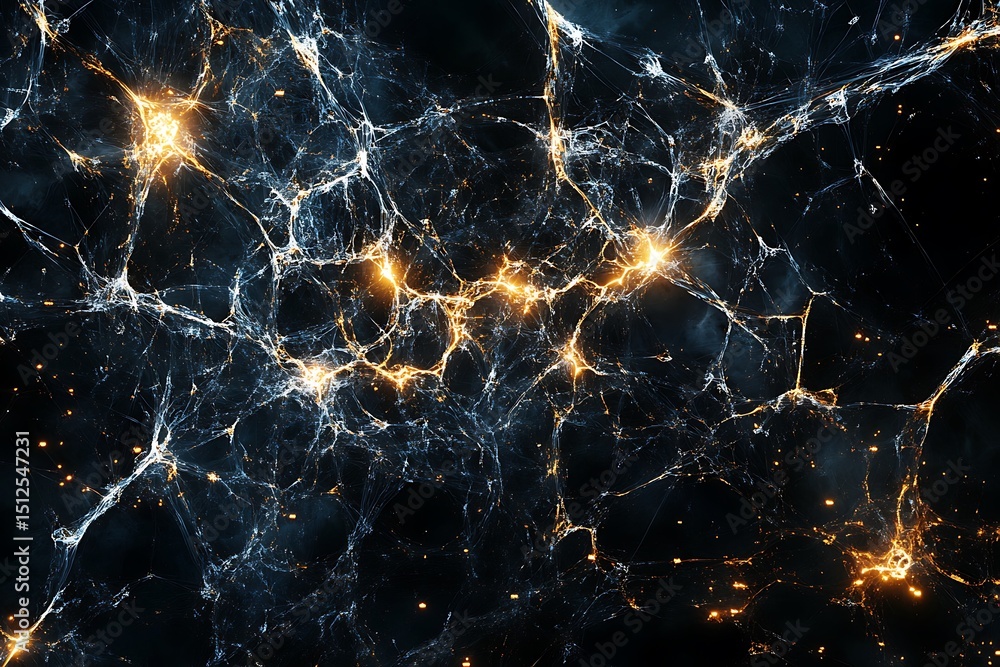 Poster x-ray view of a luminous ai brain network composed of intricate crystalline lines and bright data fl