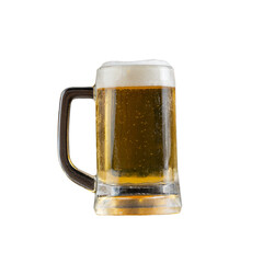 Jug of Beer in Clear Glass on a Transparent Background
