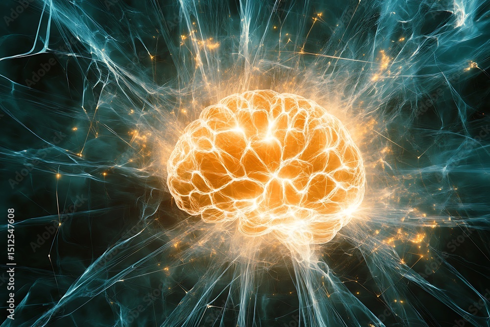 Poster x-ray view of a luminous ai brain network composed of intricate crystalline lines and bright data fl
