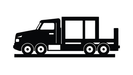 Fototapeta premium Car loaded on truck vector silhouette