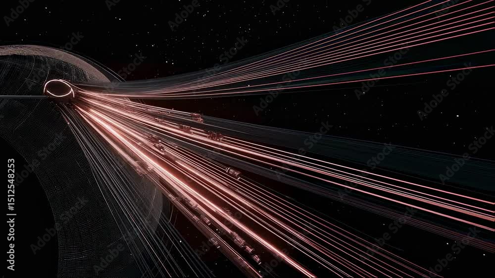 Poster robotic spoolers release strands of solar sail material, showcasing coordinated automation in space,