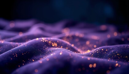 Deep Violet Velvet Texture With Shimmering Gold Dust Simulating Distant Stars, Cosmic Mood