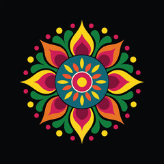 A colorful festive Diwali rangoli vector art illustration(B)