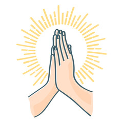 Praying hands color stroke