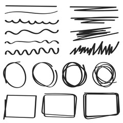 Hand-Drawn Scribble Design Elements – Doodle Shapes, Lines, Circles, and Frames Collection