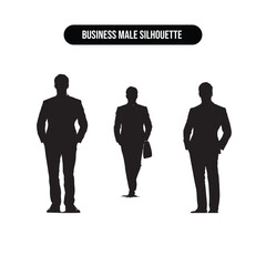 Business Male Silhouette – Professional Man in Suit Icon for Corporate and Career Themes

