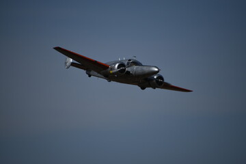 Vintage Beech 18 Twin-Engine Aircraft at airshow