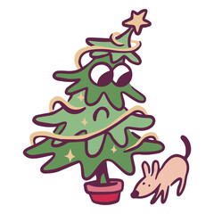Christmas tree holiday cartoon character