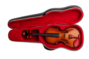 Violin in Open Case Musical Instrument Orchestra String Section Transparent Isolated