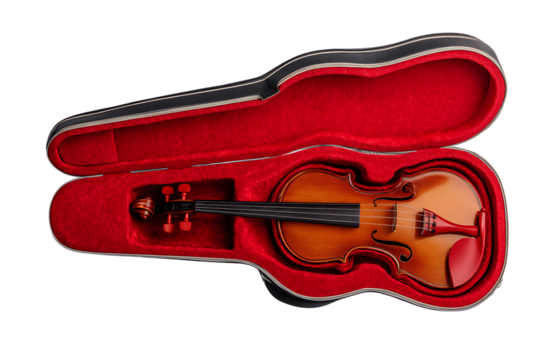 Violin in Open Case Musical Instrument Orchestra String Section Transparent Isolated - Powered by Adobe
