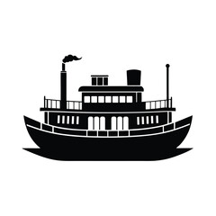 Obraz premium Paddle steamer vector silhouette