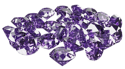 The pile of diamonds Illustration. 3d rendering.	