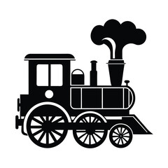 Old steam locomotive vector silhouette