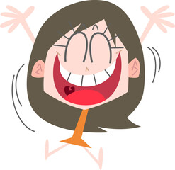 飛び上がって喜ぶ女性主線なし