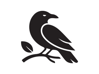 Silhouette of a crow perched on a branch