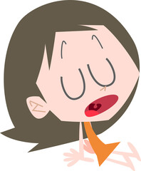 口を開けて座り込んでいる女性主線なし