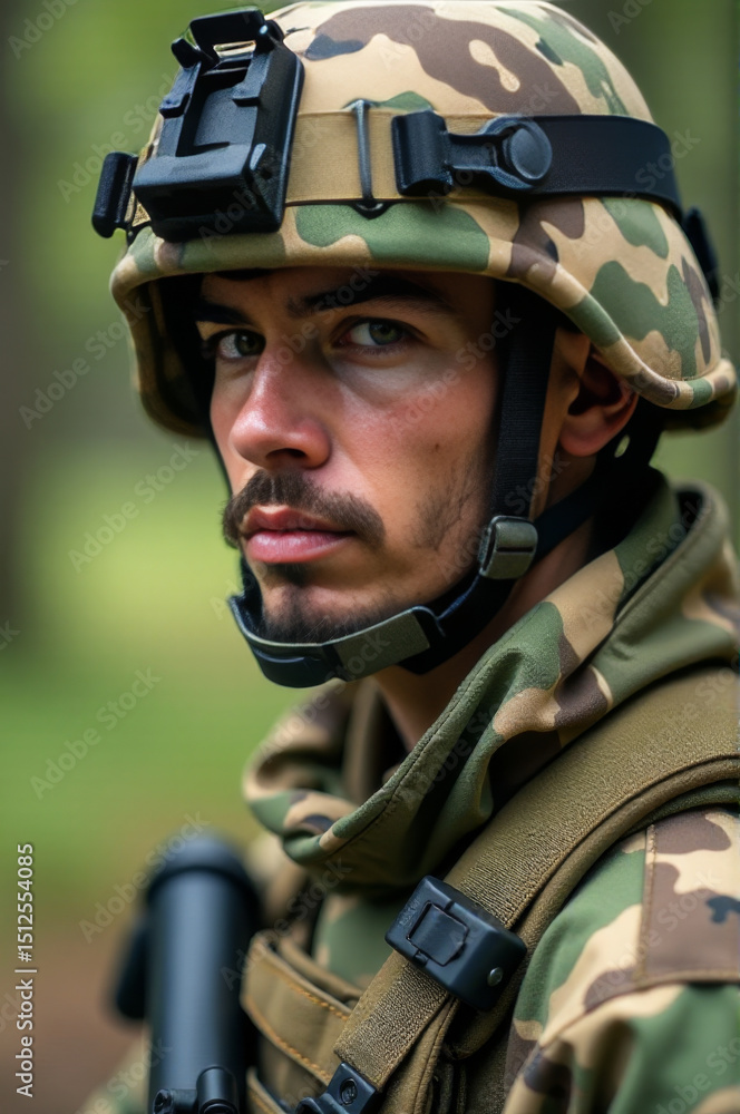 Poster close-up shot of a person wearing a helmet, great for use as a profile or action photo