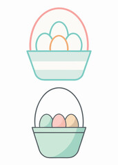 easter eggs in a basket graphic icon logo