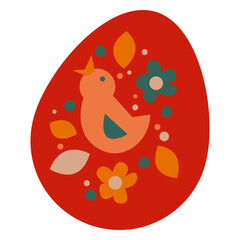 Easter flat egg red floral