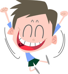 飛び上がって喜ぶ男性主線なし