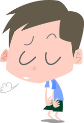 不満そうな表情でため息をつく男性主線なし