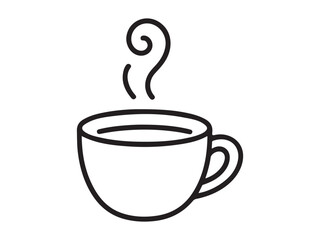 Simple Line Art Illustration of a Steaming Coffee Cup