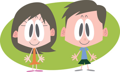 笑顔で正面を向いた男女主線なし