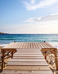 Wooden footbridge at the sea