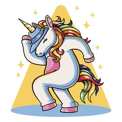 Cartoon unicorn dancing © Vexels