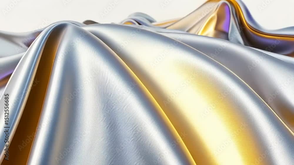 Aufkleber metallic waves of abstract iridescent color and light with flowing fabric
