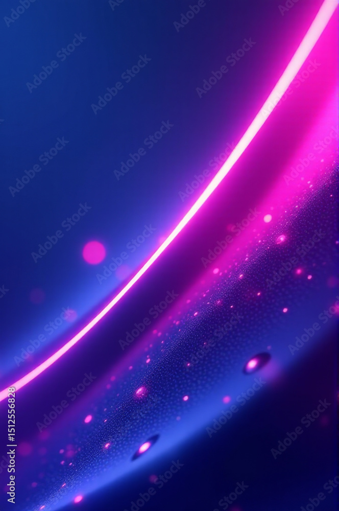 Poster abstract design featuring curves and shapes on a vibrant pink and blue background