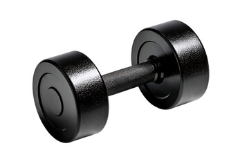 Shiny Black Dumbbell Equipment for Gym Workout Isolated on PNG Transparent Background
