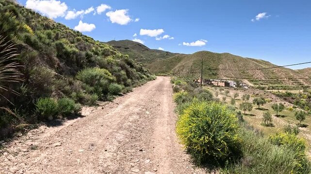SL-A 62 Senda Minera - a mountain path next to the calcination kilns in Lucainena de las Torres, province of Almeria, Andalusia, Spain