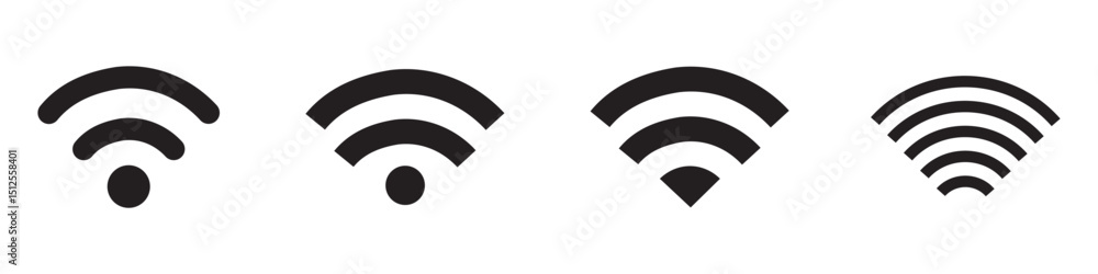 Poster set of vector wi-fi icon for communication, telecommunication. communication wireless signal level w