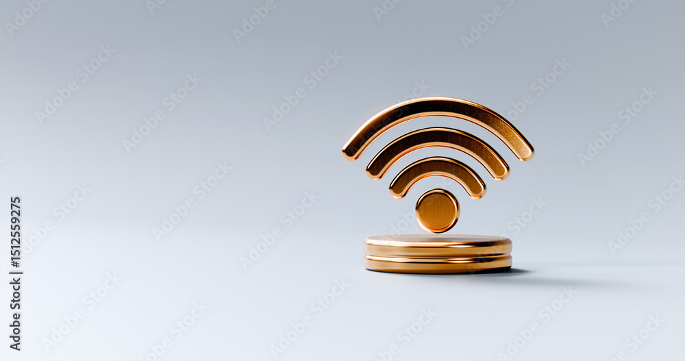 Aufkleber golden wi-fi icon. wireless network and internet access concept