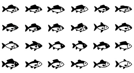 Fish icon vector set. Food illustration sign collection. Ocean symbol or logo.
