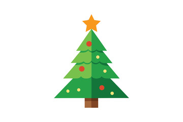 Christmas Tree Holiday Design for Decor on White Background 
