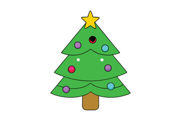 Christmas Tree Holiday Design for Decor on White Background 
