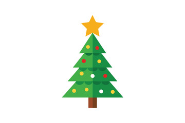 Christmas Tree Holiday Design for Decor on White Background 
