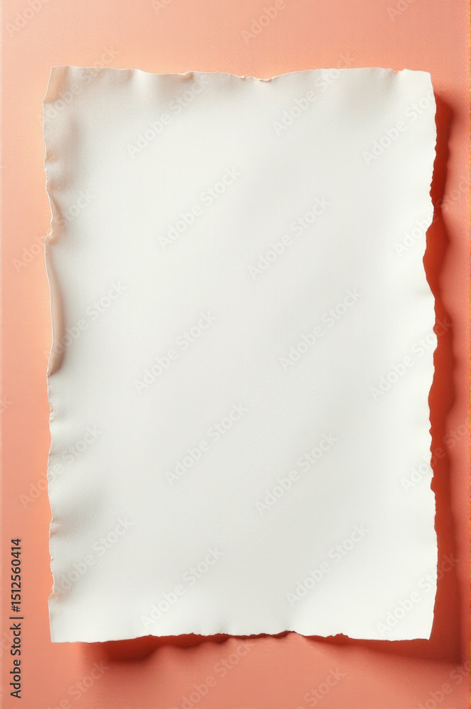 Poster A simple background with a white paper sheet on a pink surface