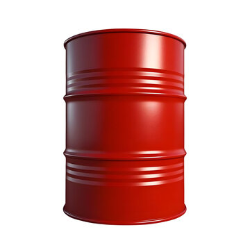A red oil drum and gasoline barrel industry with metal chemical isolated on white or transparent background.