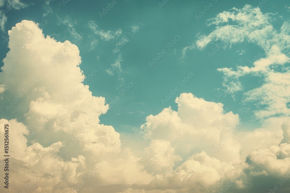 Poster vintage clouds provide a serene backdrop, creating endless copyspace for creative projects in a brig