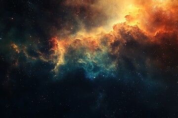 Fototapeta premium Explore the vast cosmos with a serene meditation background showcasing vibrant colors, swirling clouds, and the infinite beauty of the universe