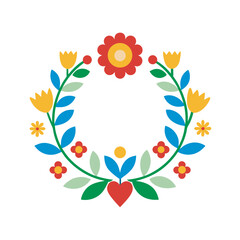 Scandinavian Floral Frame Decorative Folk Theme