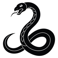 Cobra snake silhouette vector art illustration black, snake graphic icon snake black silhouette isolate vector, Coiled snake silhouette vector illustration of a cartoon of a snake vector illustration.