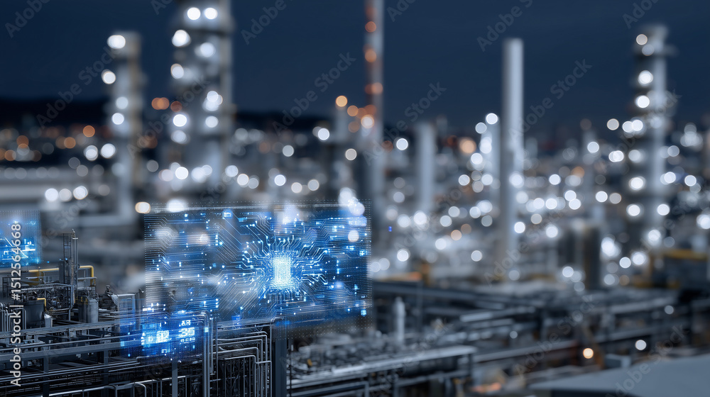 Aufkleber digital ui overlays show real-time tracking of forged metal components flowing through smart grid in