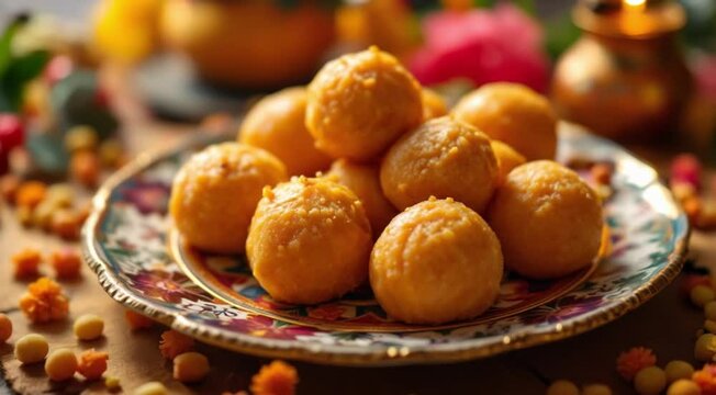 Delicious golden sweet balls festive treats