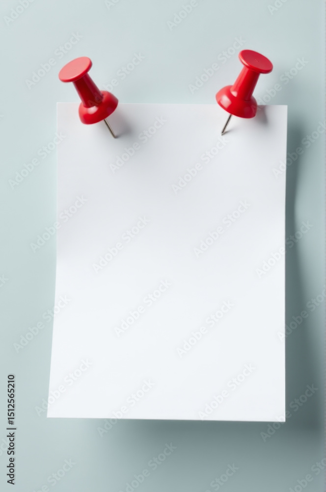 Aufkleber A piece of paper with two red push pins, great for note-taking or marking important points
