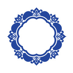 Blue White Porcelain Floral Frame Border